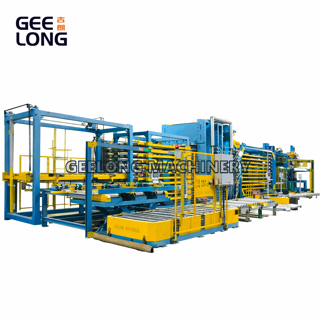 Dây chuyền ép ván ép phủ phim hoàn toàn tự động với hệ thống cấp liệu dọc