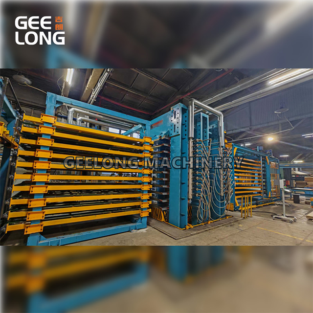 Dây chuyền ép ván ép phủ phim hoàn toàn tự động với hệ thống cấp liệu dọc